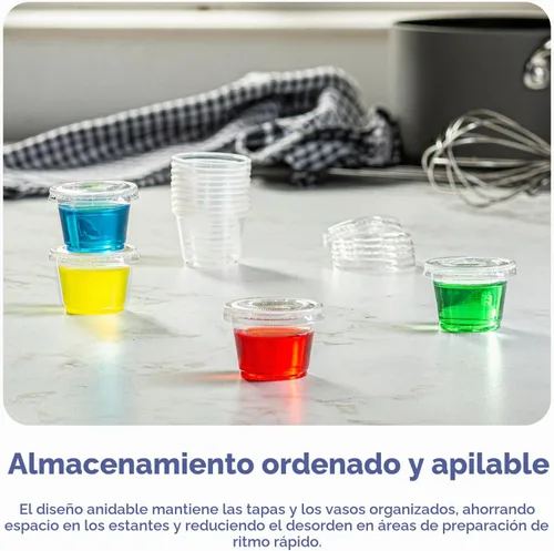 Vista 5 de GUSTO - Vasos de gelatina de 1 oz con tapas [100 unidades] Recipientes para condimentos