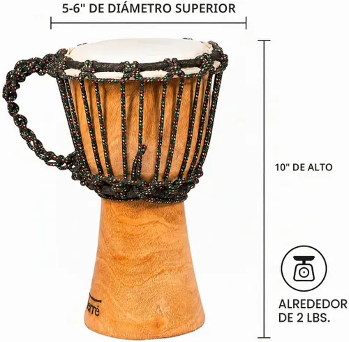 Vista 2 de Djembe Principiante Liso, 10" de alto, 5-6" cabeza
