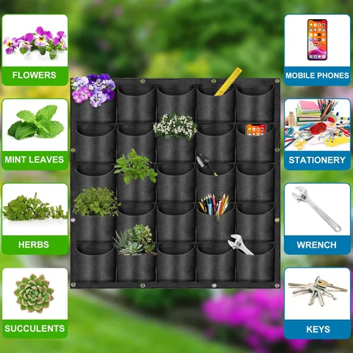 Vista 2 de Macetas colgantes mejoradas para transformar tu espacio, un paquete de 25 macetas verticales de pared de jardín