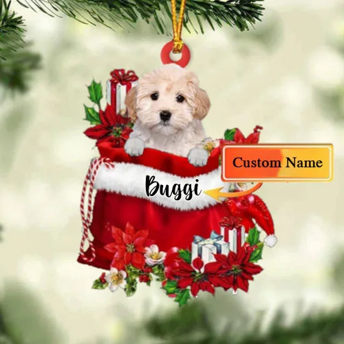 Vista 73 de Perro Akita Inu personalizado en bolsa de regalo, adorno de Navidad, nombre personalizado, regalo para amantes de los perros, familia, Navidad