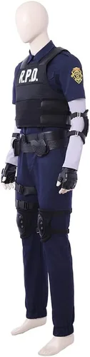 Vista 2 de Leon Kennedy - Chaqueta de cosplay para hombre, Leon Scott Kennedy, disfraz de cosplay para Halloween, uniforme