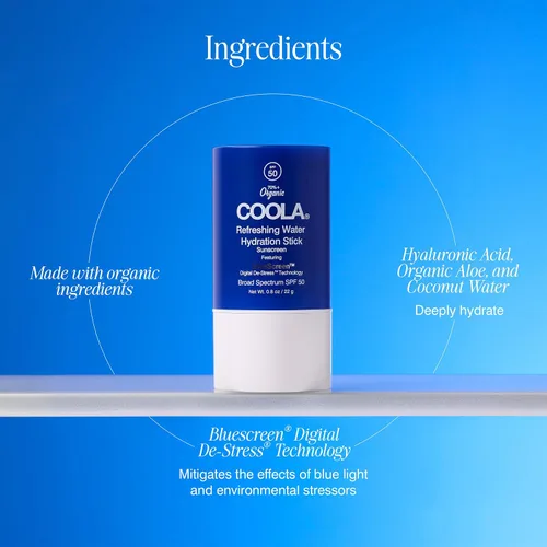 Vista 5 de COOLA Hidratante facial orgánico refrescante con SPF 50, protector solar facial probado por dermatólogos con tecnología digital BlueScreen Derivada