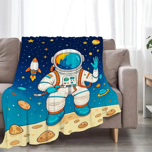 Vista 6 de Manta de Astronauta Manta de Astronauta Acogedora y Cálida Hombre del Espacio Manta de Vellón Suave Esponjosa de Felpa Manta Ligera Suave Decoración