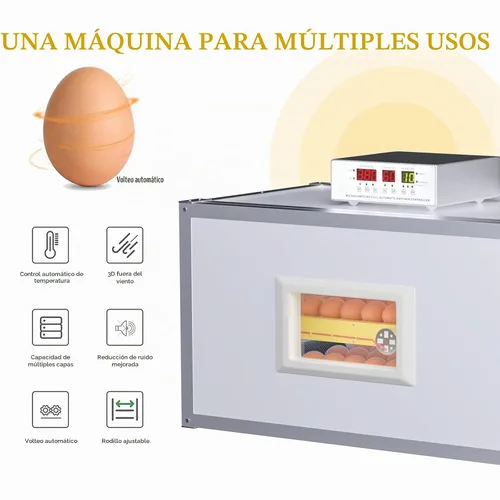 Vista 5 de Incubadora de huevos, incubadora de huevos de granja con giro automático de huevos y control de humedad, máquina industrial de crianza de pollo