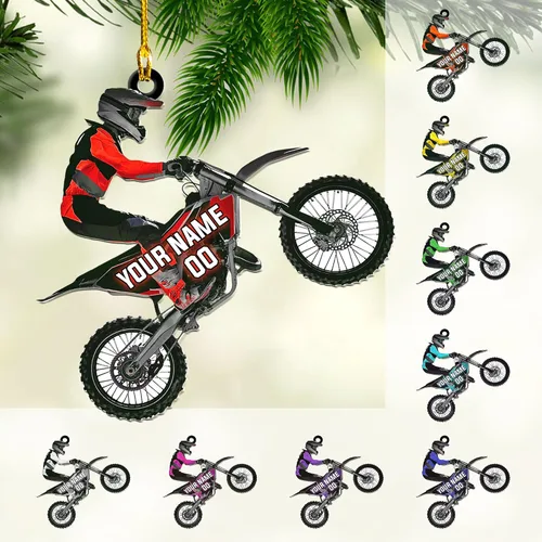 Vista 14 de Adorno personalizado de moto de motocross para hombres, adorno de motocicleta, adorno de Navidad para bicicleta, adorno de batcycle, regalo