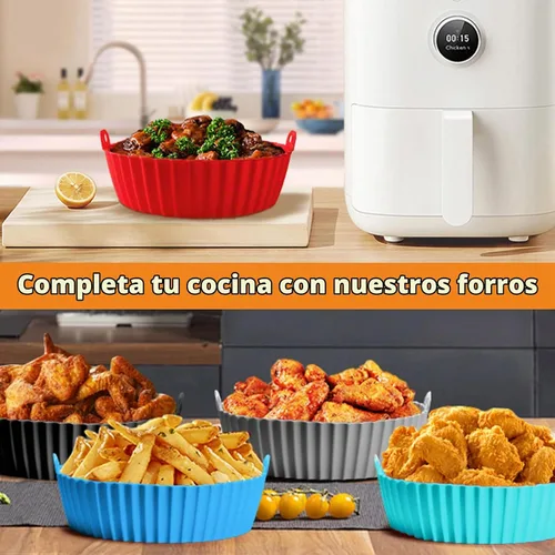 Vista 6 de Revestimientos para freidora de aire de 8 pulgadas para Ninja AF100 AF101 AF141 AF150 AF161 XL (paquete de 2) revestimientos de silicona negra