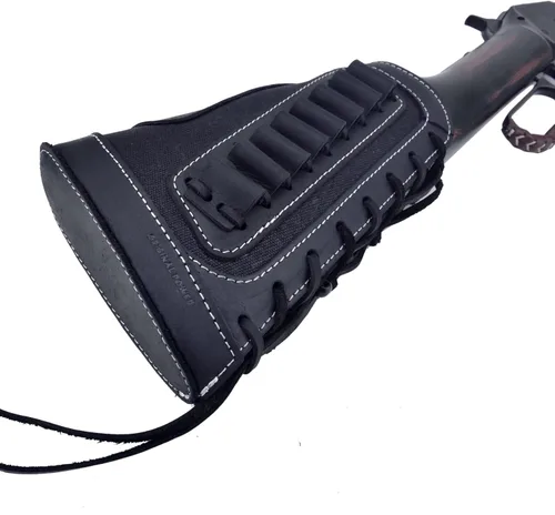 Vista 10 de Cartucho de culata de cuero para rifles calibre 12 o calibre .30-30 .308 Caza bolsa de munición bolsa de bolsa de bolsa de mano derecha escopeta