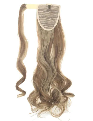 Vista 2 de Lelinta Extensión de cola de caballo rizada ondulada de 18 pulgadas para mujer, extensión de pelo sintético rubio ceniza mezcla Giner