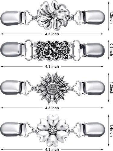 Vista 2 de Jetec 4 Pieces Vintage Sweater Shawl Clips Retro Cardigan Collar Dress Shirt Brooch Clips for Women Wearing, 4 Styles