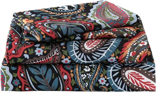 Vista 43 de Yibeizi - Juego de sábanas con estampado floral para cama de tamaño queen, sábanas de microfibra con patrón botánico boho, fundas para almohada