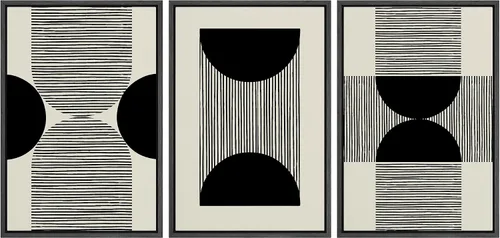 Vista 9 de SIGNLEADER Lienzo enmarcado para pared, juego de arte abstracto geométrico verde esmeralda, arte moderno geométrico zen de mediados de siglo
