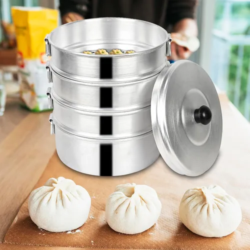 Vista 2 de Tabakh - Vaporizador momos de aluminio de 10 pulgadas, estándar, color plateado