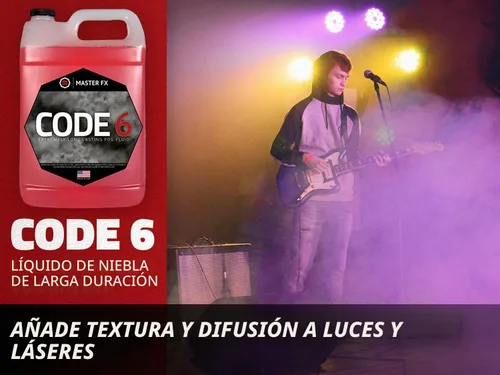 Vista 5 de Master FX Code 6 Fog Juice - Líquido a base de agua extremadamente duradero, de alto rendimiento, inodoro para máquinas de niebla de 400 a 1500 W