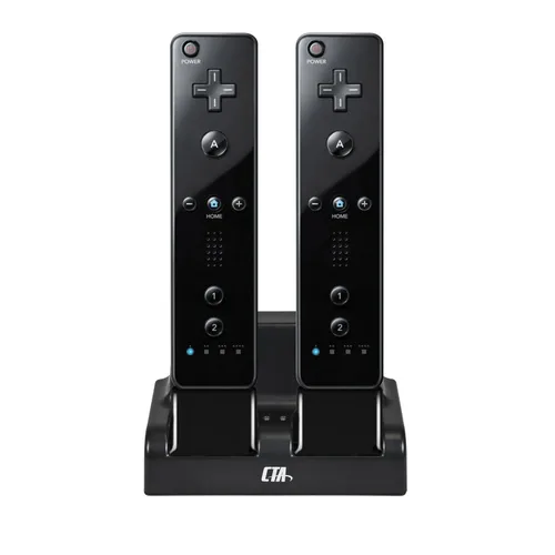 Vista 5 de CTA Digital Wii Remote Dual Charge Station with 2 Rechargeable Batteries (Black)