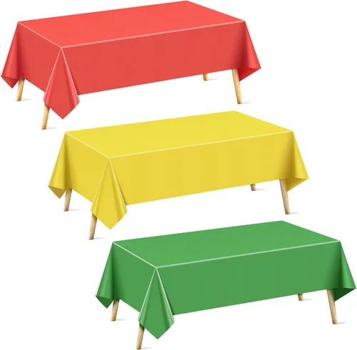 Vista 20 de Mantel rectangular de la serie azul y verde, 4 piezas, 54 x 72 pulgadas, color sólido, impermeable y a prueba de derrames, mantel de plástico
