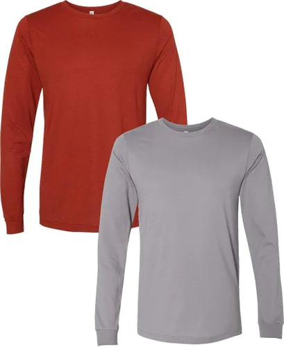 Vista 110 de Canvas Filmore 3501 - Camiseta de 4.2 onzas para hombre manga larga (1) Ceniza + (1) Jaspeado atlético