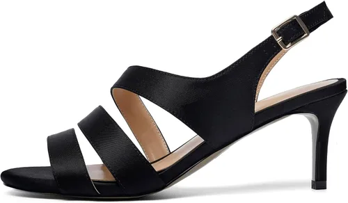 Vista 2 de YODEKS Sandalias de tacón para mujer Slingback Strappy Tacones bajos de gatito Tacones de punta abierta