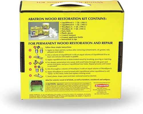 Vista 3 de Juego de restauración para madera Wrk4qkr 4qt Incluye endurecedor de madera de resina epoxi LiquidWoodWood, incluye relleno de madera WoodEpox