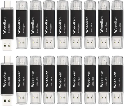 Vista 9 de Unidad flash USB C de 8 GB, paquete de 10 unidades flash Wooolken tipo C + USB 2.0 Thumb Drive OTG Memory Stick compatible con iPhone 16/15