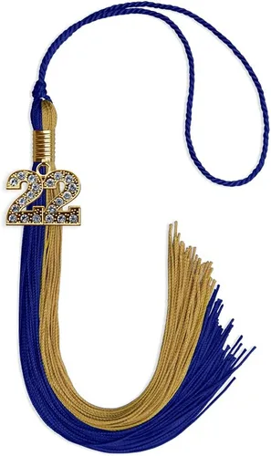Vista 141 de Endea Graduation Borla de doble color con dije dorado (negro/oro brillante, 2022)