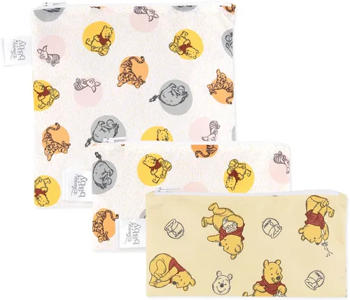 Vista 37 de Bumkins - Bolsas reutilizables para snacks, para almuerzo escolar de niños y porciones para adultos, tela lavable, bolsa con cierre de tela