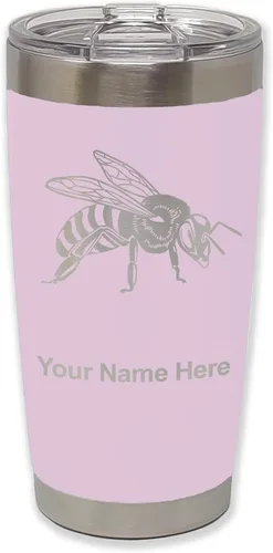 Vista 25 de LaserGram Vaso aislado al vacío de 20 onzas, abeja miel, grabado personalizado incluido (negro)