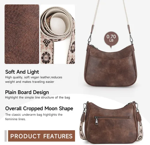 Vista 5 de APHISON Bolso cruzado de cuero moderno con correa ajustable, bolso de hombro para mujer