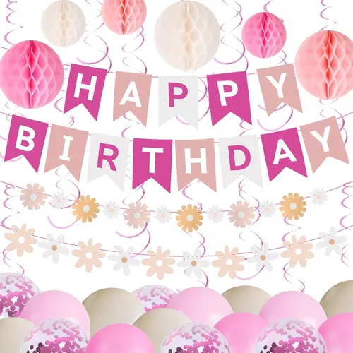 Vista 12 de Cartel de feliz cumpleaños con diseño de margarita para niños y adultos, decoración de fiesta de cumpleaños (azul + blanco)