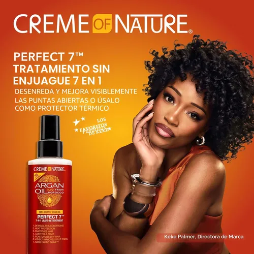 Vista 2 de Creme of Nature Aceite de Argán Perfecto Tratamiento 7 en 1 para cabello rizado, anti-frizz, protección contra el calor y brillo exótico, regalo