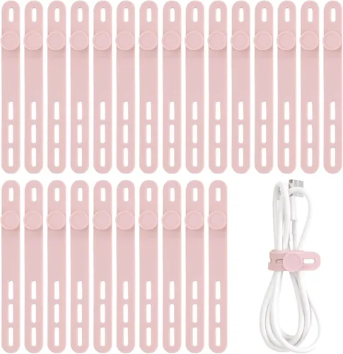 Vista 12 de Oligei 25 bridas de silicona para cables, reutilizables, de alta elasticidad para cables eléctricos, organizador de cables para auriculares