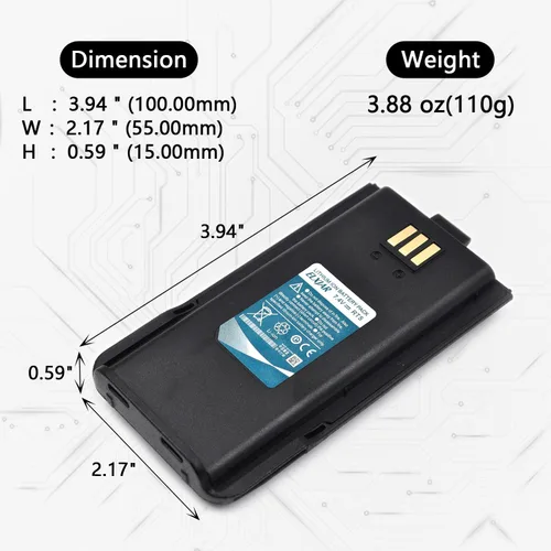 Vista 2 de Paquete de 2 baterías de iones de litio de 7.4V 2200mAh DM-8 de repuesto para radios radioaficionadas Radioddity GA-510 GD-77 GD-77S DM-1801 BF-H6