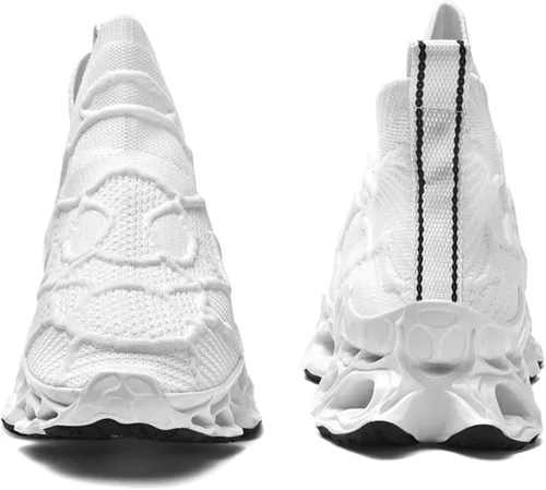 Vista 3 de Poramea Mocasines sin cordones para hombre zapatos de tenis para caminar sin cordones para correr de malla para correr estilo casual atlético Negro