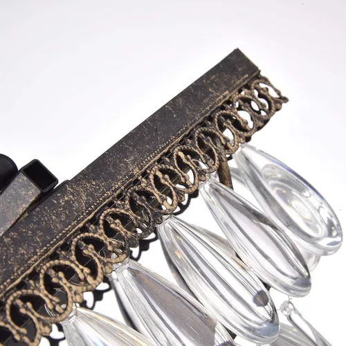 Vista 8 de Edvivi Candelabro de cristal lineal rectangular de lujo, 4 luces glamorosas con acabado de bronce antiguo, lámpara de techo ajustable, comedor, isla