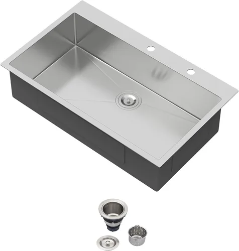 Vista 36 de Fregadero de cocina para exteriores 15 x 15 pulgadas, fregadero de bar de 15 x 15 pulgadas, fregaderos de cocina de acero inoxidable de calibre 16