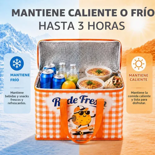 Vista 4 de Paquete de 2 bolsas aisladas reutilizables para comestibles, bolsas enfriadoras plegables para comestibles, bolsa aislante grande de alta Adorable