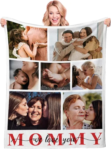Vista 13 de Manta personalizada con texto fotográfico, manta personalizada con imagen para niños, madres, padres, amantes de mascotas, manta de franela