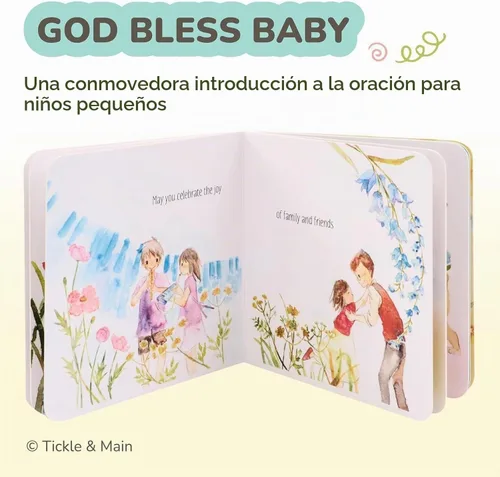 Vista 3 de Tickle & Main Juego de regalo de bautismo católico, caja de presentación blanca de 2 piezas, cordero interactivo y primer libro de oración