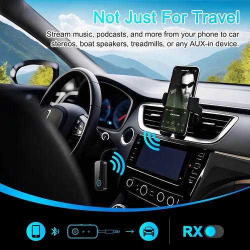 Vista 7 de Transmisor Receptor Bluetooth 5.4 Premium Pro, adaptador de audio de avión, transmisor inalámbrico para TV/vuelo de viaje, aerolínea, gimnasio. Negro