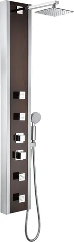 Vista 15 de Sistema de torre de panel de cabezal de ducha ANZZI Fontan Acero cepillado 6 Turbo Pulverizador de mano Free-Reign Euro Grip con 60 pulgadas.