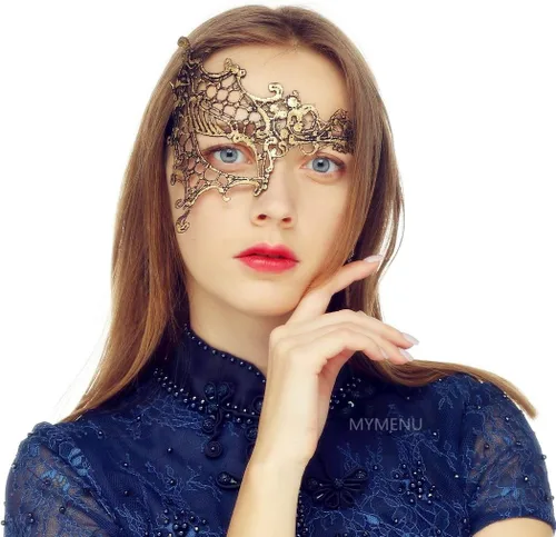 Vista 15 de MYMENU Máscara de mascarada para mujeres, máscara de encaje veneciano para ojos para fiesta, baile de graduación, baile, disfraz, Mardi Gras