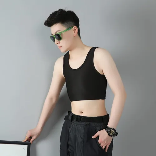 Vista 4 de BaronHong Carpeta de pecho transpirable de malla elástica Shapewear para Tomboy Trans Lesbian