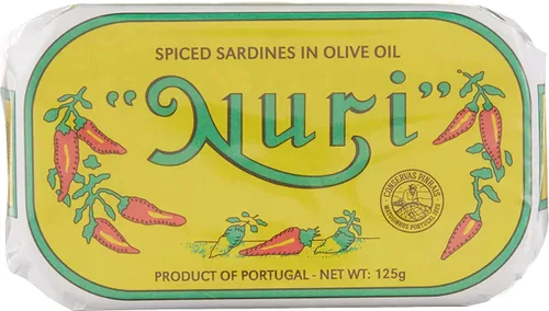 Vista 5 de NURI Sardinas portuguesas en aceite de oliva especiado - Paquete de 10 - (latas de 4.4 onzas)
