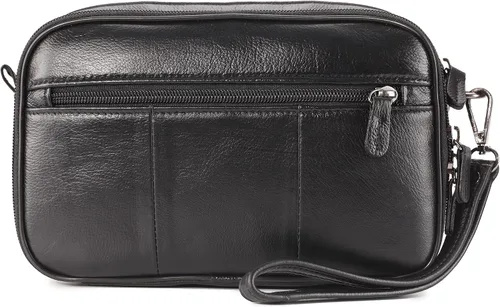 Vista 4 de Cartera organizadora de cuero para hombre con ranuras protectoras para tarjetas de crédito