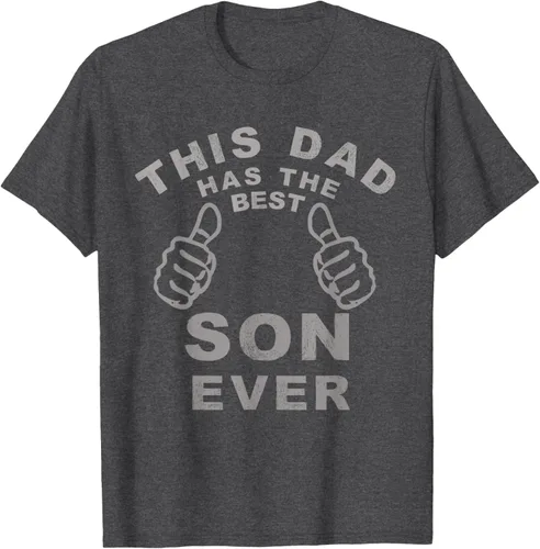 Vista 34 de Camiseta con texto en inglés "This Dad Has the Best Son Ever", regalo del día del padre, Negro