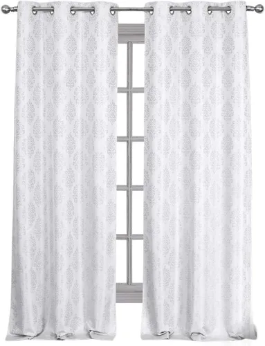 Vista 8 de Royal Hotel Bedding Paneles de cortinas opacas con ojales superiores de jacquard de cachemira, 2 paneles, 36 x 84 pulgadas cada uno