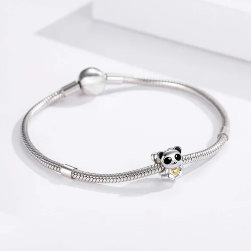 Vista 2 de Abalorio de plata de ley 925 con diseño de panda para pulsera Pandora regalo para mujer e hija