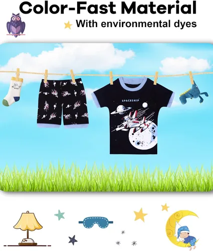 Vista 7 de DAUGHTER QUEEN Boys Pajamas 4 Pieces Short Set 100% Cotton Sleepwear Size 18 Months-12 Years