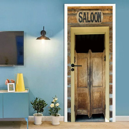 Vista 56 de Adhesivos 3D para puerta, murales para despegar y pegar, puerta de madera, papel tapiz autoadhesivo, extraíble, PVC, impermeable, póster para Puerta