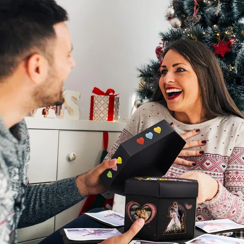 Vista 9 de Vienrose Juego de caja de regalo de explosión, caja de fotos de regalo sorpresa, creativa, álbum de recortes, accesorios para parejas, regalos