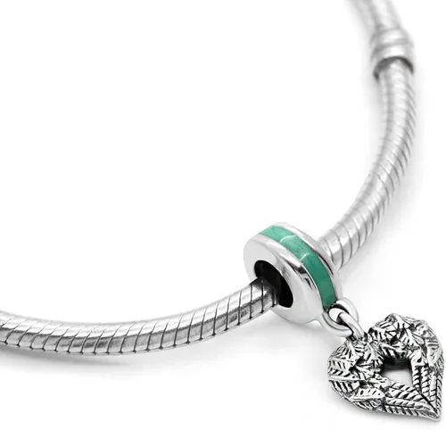 Vista 2 de Plata de ley 925 con esmalte verde y alas de ángel para pulsera de marcas principales Plata esterlina